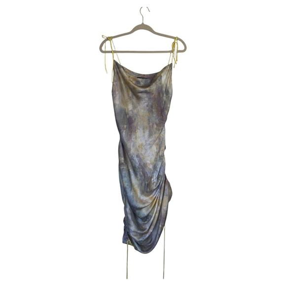 OPT Watercolor Slip Dress Ruched Romantic Anthropologie Size Medium Art - Picture 1 of 8